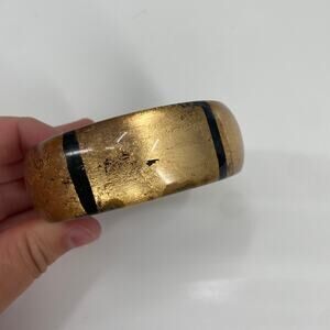 Gold and black large bangle bracelet